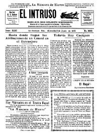 Portada:El intruso. Diario Joco-serio netamente independiente. Tomo XXXI, núm. 3063, miércoles 3 de junio de 1931