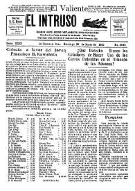 Portada:El intruso. Diario Joco-serio netamente independiente. Tomo XXXI, núm. 3085, domingo 28 de junio de 1931