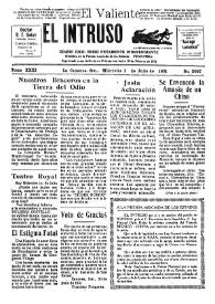 Portada:El intruso. Diario Joco-serio netamente independiente. Tomo XXXI, núm. 3087, miércoles 1 de julio de 1931