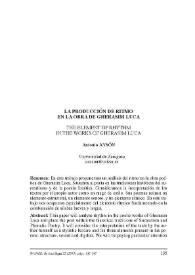Portada:La producción de ritmo en la obra de Gherasim Luca = The Element of Rhythm in the Works of Gherasim Luca / Antonio Ansón