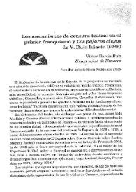 Portada:Los mecanismos de censura teatral en el primer franquismo y \"Los pájaros ciegos\" de V. Ruiz Iriarte (1948) / Víctor García Ruiz