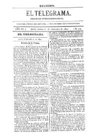 Portada:El Telegrama : diario progresista. Año III, núm. 324, viernes 21 de noviembre de 1890