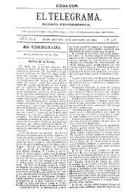 Portada:El Telegrama : diario progresista. Año III, núm. 328, miércoles 26 de noviembre de 1890