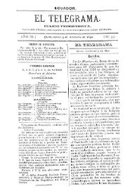 Portada:El Telegrama : diario progresista. Año III, núm. 337, martes 9 de diciembre de 1890