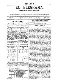 Portada:El Telegrama : diario progresista. Año IV, núm. 370, miércoles 21 de enero de 1891 [sic]
