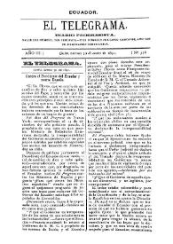 Portada:El Telegrama : diario progresista. Año III, núm. 378, viernes 30 de enero de 1891