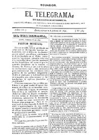 Portada:El Telegrama : diario progresista. Año III, núm. 383, viernes 6 de febrero de 1891
