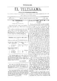 Portada:El Telegrama : diario progresista. Año III, núm. 384, sábado 7 de febrero de 1891