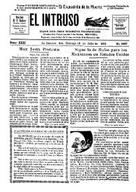 Portada:El intruso. Diario Joco-serio netamente independiente. Tomo XXXI, núm. 3097, domingo 12 de julio de 1931