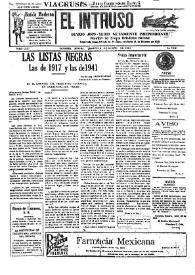 Portada:El intruso. Diario Joco-serio netamente independiente. Tomo LXXI, núm. 7213, martes 5 de agosto de 1941
