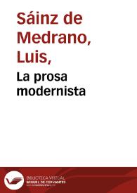 Portada:La prosa modernista / Luis Sáinz de Medrano Arce