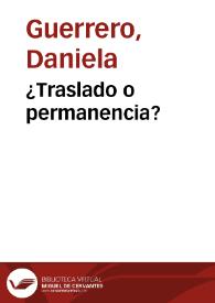 ¿Traslado o permanencia? | Biblioteca Virtual Miguel de Cervantes