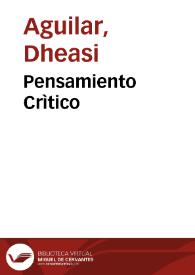 Pensamiento Crìtico | Biblioteca Virtual Miguel de Cervantes