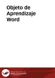 Objeto de Aprendizaje Word | Biblioteca Virtual Miguel de Cervantes