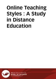 Portada:Online Teaching Styles : A Study in Distance Education