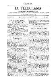 Portada:El Telegrama : diario progresista. Año III, núm. 438, lunes 20 de abril de 1891
