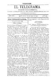 Portada:El Telegrama : diario progresista. Año III, núm. 465, viernes 22 de mayo de 1891