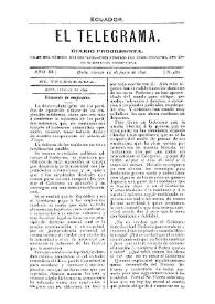Portada:El Telegrama : diario progresista. Año III, núm. 482, viernes 12 de junio de 1891