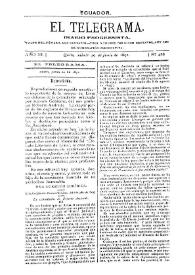 Portada:El Telegrama : diario progresista. Año III, núm. 488, sábado 20 de junio de 1891