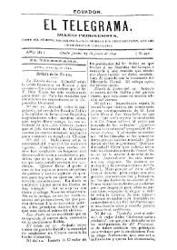 Portada:El Telegrama : diario progresista. Año III, núm. 492, jueves 25 de junio de 1891