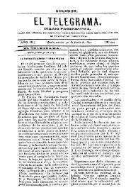 Portada:El Telegrama : diario progresista. Año III, núm. 494, martes 30 de junio de 1891