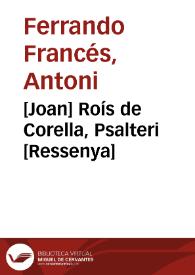 Portada:[Joan] Roís de Corella, Psalteri [Ressenya] / Antoni Ferrando