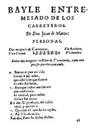 Bayle entremesado, de los Carreteros / De D. Juan de Matos | Biblioteca Virtual Miguel de Cervantes