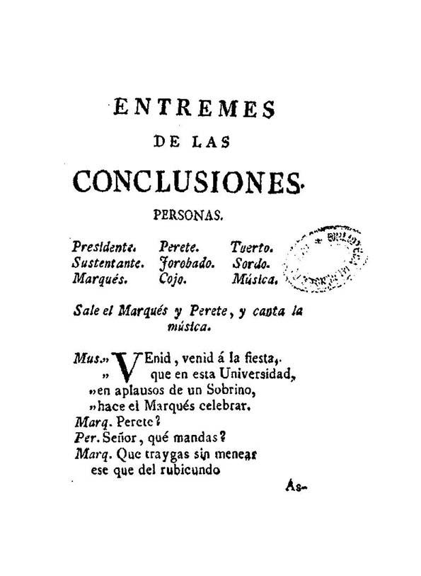 Entremes de las conclusiones | Biblioteca Virtual Miguel de Cervantes