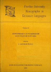 Portada:Antigüedad y actualidad de Luis Vélez de Guevara : estudios críticos / editado por C. George Peale ; en colaboración con William R. Blue ... [et al.]