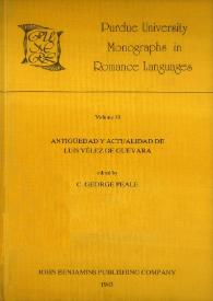 Más información sobre Antigüedad y actualidad de Luis Vélez de Guevara : estudios críticos / editado por C. George Peale ; en colaboración con William R. Blue ... [et al.]