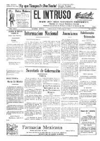 Portada:El intruso. Diario Joco-serio netamente independiente. Tomo LXXIII, núm. 72814, domingo 9 de noviembre de 1941 [sic]