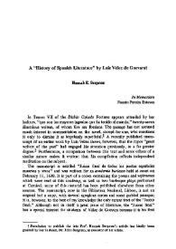 Más información sobre A "History of Spanish Literature" by Luis Vélez de Guevara / Hannah E. Bergman