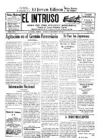 Portada:El intruso. Diario Joco-serio netamente independiente. Tomo LXXIII, núm. 7392, domingo 8 marzo de 1942