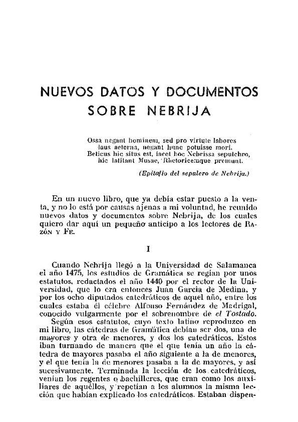 Nuevos datos y documentos sobre Nebrija / Félix G. Olmedo | Biblioteca Virtual Miguel de Cervantes