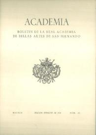 Portada:Academia : Boletín de la Real Academia de Bellas Artes de San Fernando. Segundo semestre 1976. Número 43. Preliminares e índice
