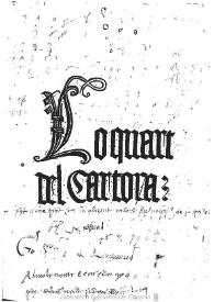 Portada:Lo quart del Cartoxa / arromancat per Johan Roic de Corella. Oració a la S. Verge Maria tenint son fill Jesus deuallat de la creu / [Joan Rois de Corella]