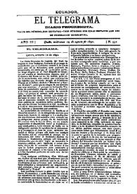 Portada:El Telegrama : diario progresista. Año III, núm. 532, miércoles 19 de agosto de 1891