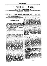 Portada:El Telegrama : diario progresista. Año III, núm. 552, martes 15 de septiembre de 1891