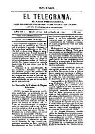 Portada:El Telegrama : diario progresista. Año III, núm. 555, viernes 18 de septiembre de 1891