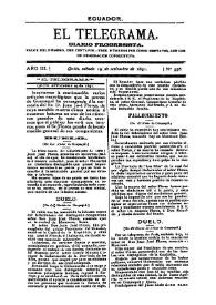 Portada:El Telegrama : diario progresista. Año III, núm. 556, sábado 19 de septiembre de 1891