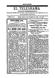 Portada:El Telegrama : diario progresista. Año III, núm. 558, martes 22 de septiembre de 1891