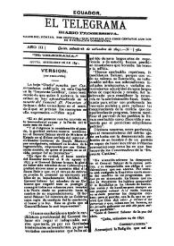 Portada:El Telegrama : diario progresista. Año III, núm. 562, sábado 26 de septiembre de 1891