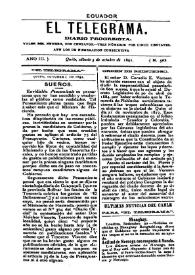 Portada:El Telegrama : diario progresista. Año III, núm. 568, sábado 3 de octubre de 1891