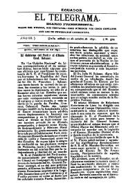 Portada:El Telegrama : diario progresista. Año III, núm. 574, sábado 10 de octubre de 1891