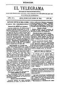 Portada:El Telegrama : diario progresista. Año III, núm. 585, viernes 23 de octubre de 1891