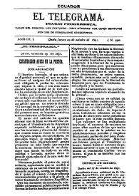 Portada:El Telegrama : diario progresista. Año III, núm. 590, jueves 29 de octubre de 1891