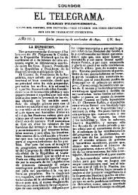 Portada:El Telegrama : diario progresista. Año III, núm. 605, jueves 19 de noviembre de 1891