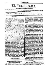Portada:El Telegrama : diario progresista. Año III, núm. 610, miércoles 25 de noviembre de 1891