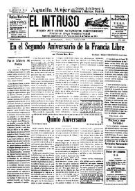 Portada:El intruso. Diario Joco-serio netamente independiente. Tomo LXXIV, núm. 7487, viernes 3 de julio de 1942