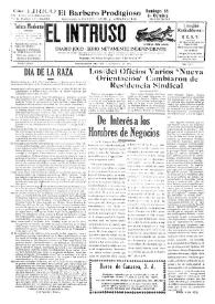 Portada:El intruso. Diario Joco-serio netamente independiente. Tomo LXXV, núm. 7573, miércoles 14 de octubre de 1942